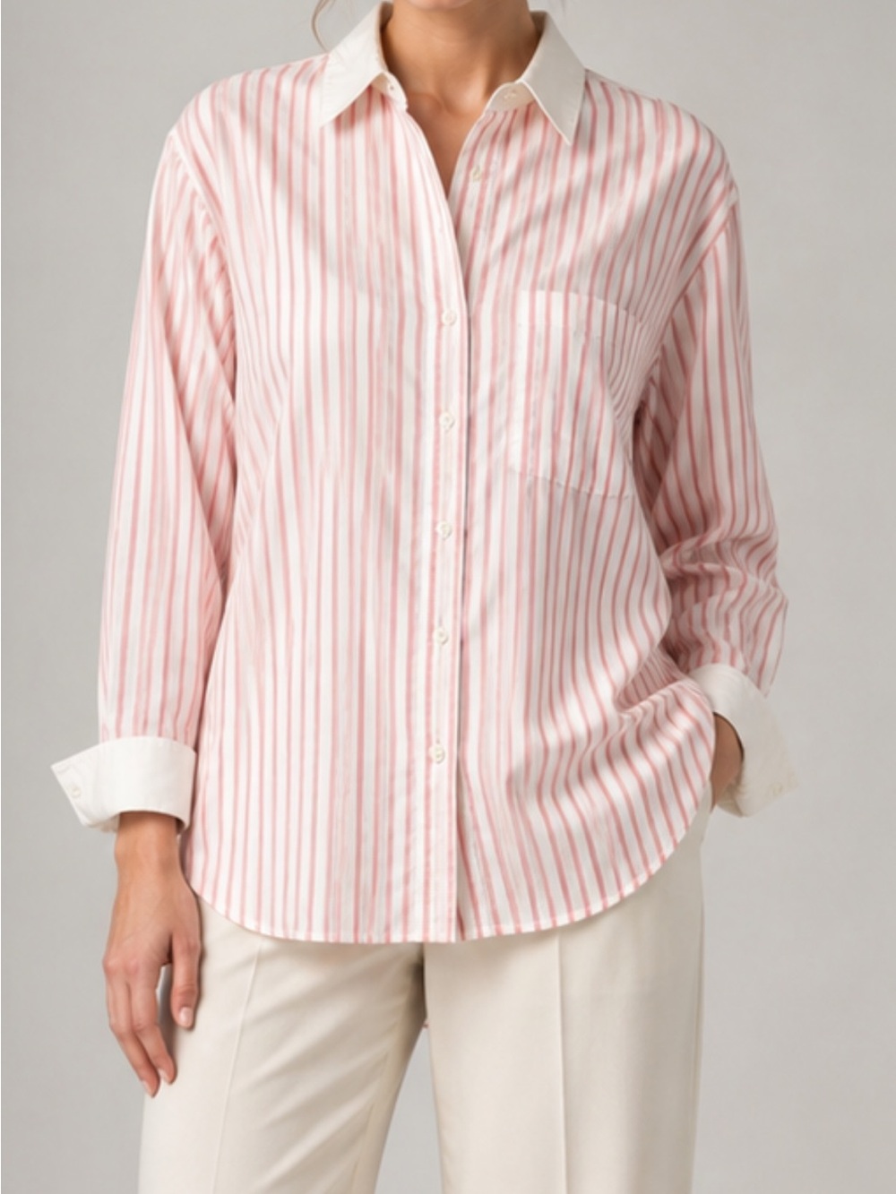 Linea Switzerland Relaxed Pink Stripe Button-Down Shirt